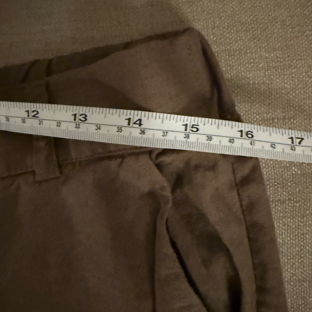Dear Deer 100% Linen Brown Tapered Cropped Trousers Relaxed Low Rise Pants L - Picture 9 of 11